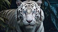 White bengal tiger. Free wild tiger in natural habitat in jungle. Proud look. Strength and power of wild beast. Hunter Royalty Free Stock Photo