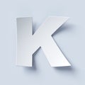 White bent paper font letter K Royalty Free Stock Photo