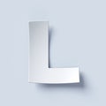 White bent paper font letter L Royalty Free Stock Photo