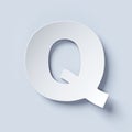 White bent paper font letter Q Royalty Free Stock Photo