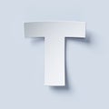 White bent paper font letter T Royalty Free Stock Photo