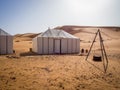 White Berber tent in the Sahara Desert, Morocco during the daytime Royalty Free Stock Photo