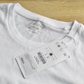 White Bershka L t-shirt and blank label, may 01 2022 Istanbul Maltepe Turkiye Bershka store
