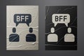 White BFF or best friends forever icon isolated on crumpled paper background. Paper art style. Vector Royalty Free Stock Photo