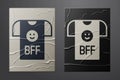 White BFF or best friends forever icon isolated on crumpled paper background. Paper art style. Vector Royalty Free Stock Photo