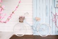 White Bicycle With Beautiful Flower Basket Royalty Free Stock Photo
