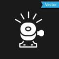 White Bicycle bell icon isolated on black background. Vector Royalty Free Stock Photo