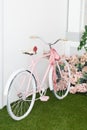 White Bicycle near beautiful Flowers