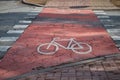 Bicycle sign on asphalt . Royalty Free Stock Photo