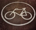 Bicycle sign on the road, symbol for a bicycle lane