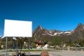 White big bilboard on norwegian road in sunny day