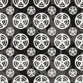 White bike chain ring seamless pattern over dark grey water color effect Royalty Free Stock Photo