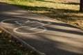 White bike path sign in the park