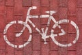 White bike sign on bicycle road Royalty Free Stock Photo