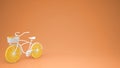 White bike with sliced orange wheels, healthy lifestyle concept with orange pastel background copy space Royalty Free Stock Photo