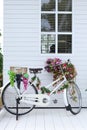 White bike standing decorated Royalty Free Stock Photo