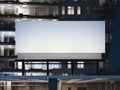 White billboard standing on a modern office building. 3d rendering Royalty Free Stock Photo