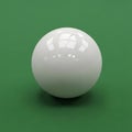 A white billiard ball rests on a green felt surface. The ball is smooth and glossy, Royalty Free Stock Photo