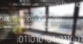 White binary code against blurry window Royalty Free Stock Photo