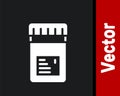 White Biologically active additives icon isolated on black background. Vector