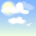 White Bird on blue sky with clouds