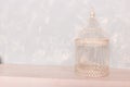 White bird cage on the wooden floor Royalty Free Stock Photo