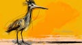 Neo-expressionist Bird Drawing: Dark Yellow Coast Painter