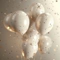 white birthday balloons with gold sparks