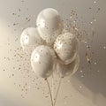 white birthday balloons with gold sparks
