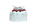 White birthday cake isolated on  background, clipping path Royalty Free Stock Photo