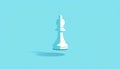 White Bishop Chess Piece Casting Shadow on Blue Surface in a Pixel Art Style Royalty Free Stock Photo