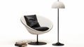 White And Black Accent Chair With Flattering Lighting And Book