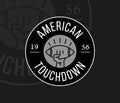 American Football touchdown badge white on black