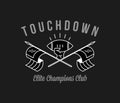 American Football touchdown champions white on black