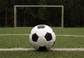 White and black ball for playing soccer against ga