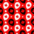 White and black balloons with red maple leaves on a red background. Seamless background for Canada Day Royalty Free Stock Photo