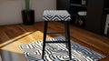 White And Black Bar Stool With Bold Color Blocks And Afro-caribbean Influence