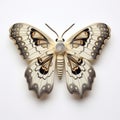 Hyperrealistic Butterfly Sculpture: White And Black 3d Moth