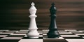 White and black chess kings on a chessboard. 3d illustration