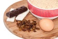 White and black chocolate, raisins, egg and ground biscuit cake Royalty Free Stock Photo