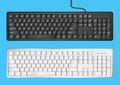 White and Black computer keyboards on blue background. Vector illustration Royalty Free Stock Photo