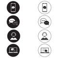 White and black comunication icons on a white background Royalty Free Stock Photo