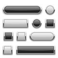 White and black 3d technology buttons with shiny silver chrome metal frame. vector set Royalty Free Stock Photo