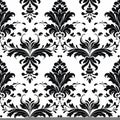 Damask Seamless Black And White Pattern With Flowers Royalty Free Stock Photo