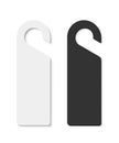 White and black door hangers set on white background. Realistic hotel blank paper tags. Decorative warning labels vector Royalty Free Stock Photo