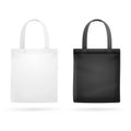 White and Black Fabric Cloth Bag Tote. Vector Royalty Free Stock Photo