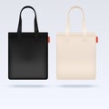 White and black fabric cloth tote bags vector mockup Royalty Free Stock Photo