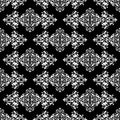 White on Black Fleur de Lis Arabic Geometrical Pattern Seamless Repeat Background Royalty Free Stock Photo