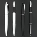 White and black fountain pens mockup on dark