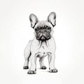 Minimalist Hand-drawn French Bulldog Illustration In Black And White Royalty Free Stock Photo